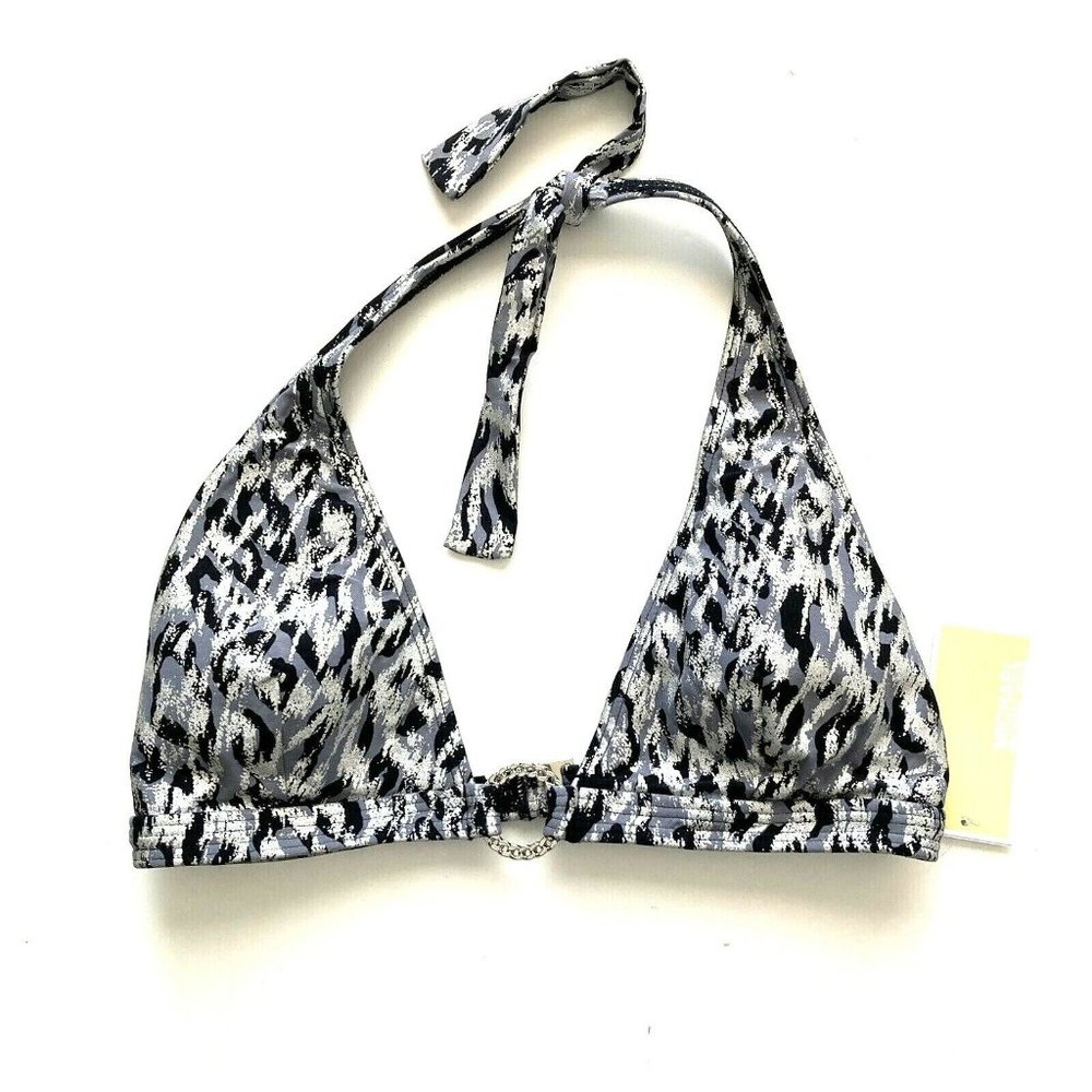 Michael by Michael Kors Women's Swimsuit Bra Top Size M Silver Black